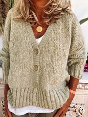 Solid Button Up Cardigan Long Sleeve Women's Clothing