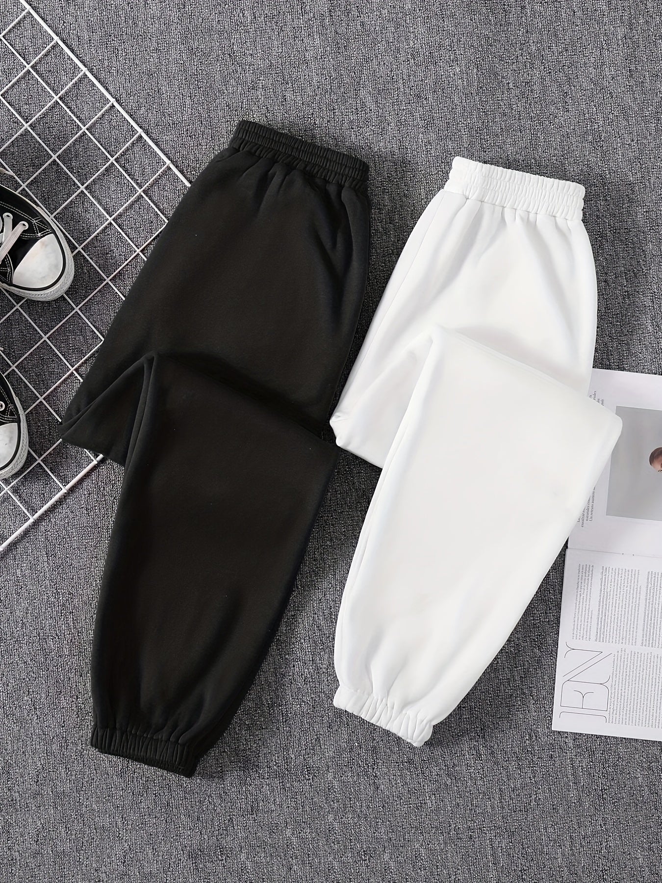 2-Pack Mixed Elastic Waist Joggers for Women's Spring & Fall Casual Wear