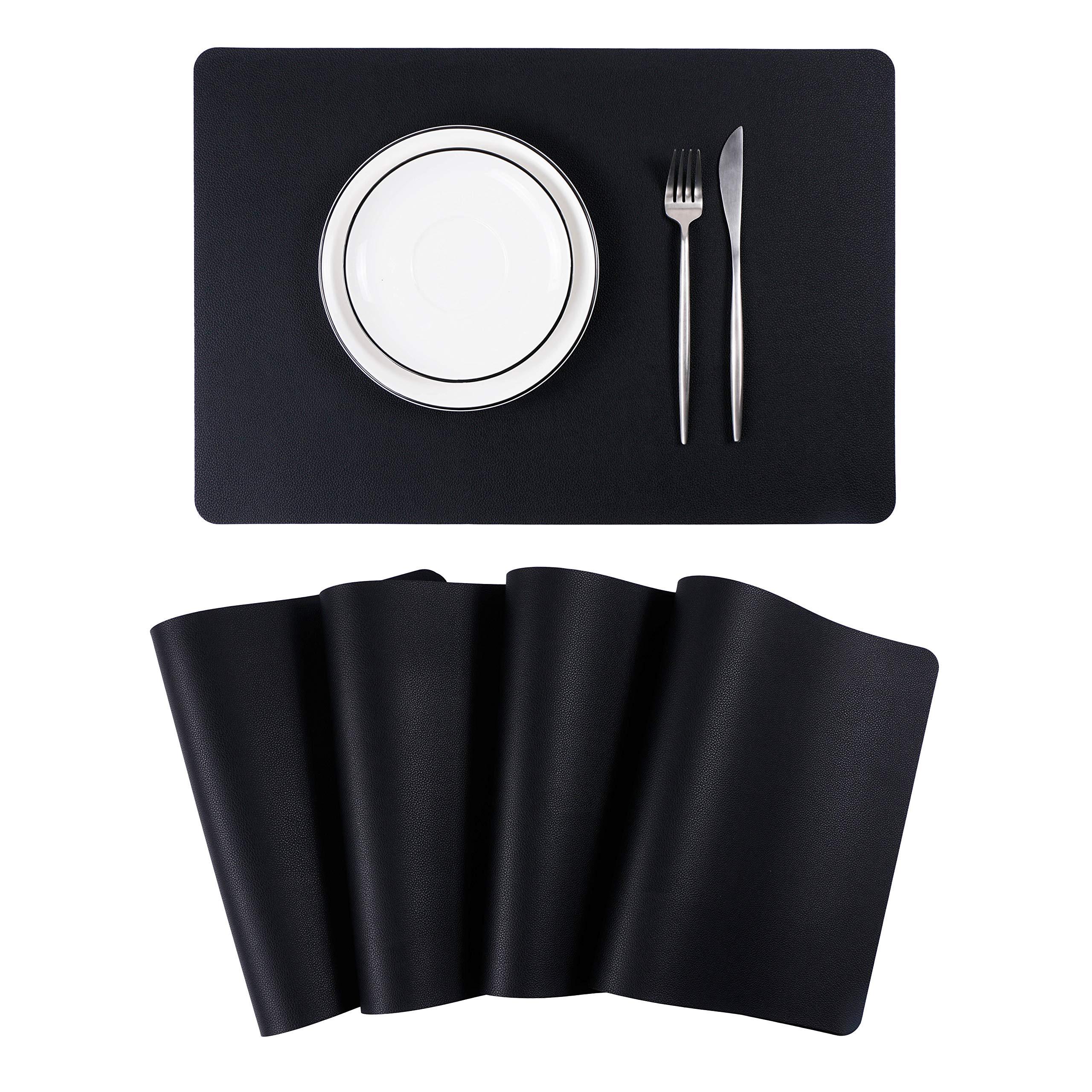 4pcs Solid Placemats Coasters Non Slip Waterproof