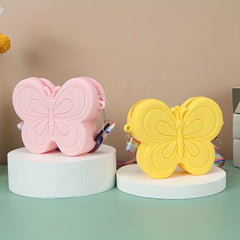 Kids Butterfly Silicone Crossbody Bag Coin Purse For Girls