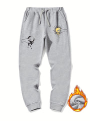 Sun And Moon Pattern Casual Stretch Graphic Joggers Men s Sweatpants