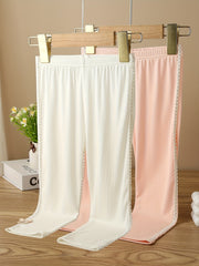 3pcs Girls Lace Side Taping Cropped Pants Leggings Kids Clothes