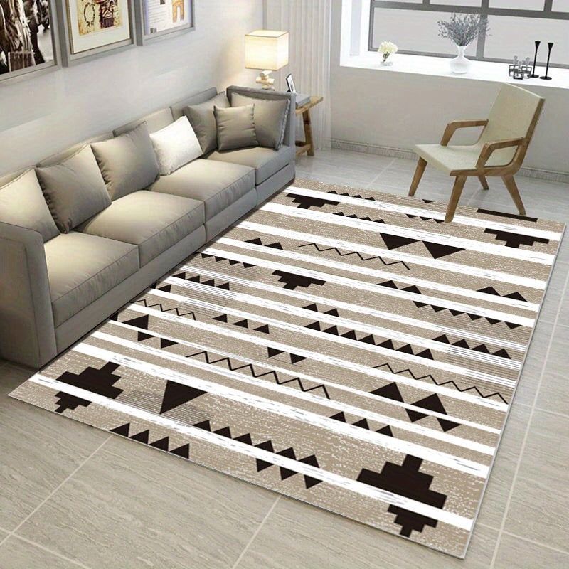 Modern Geometric Area Rug Soft Non-Slip Carpet Washable Low Pile Mat