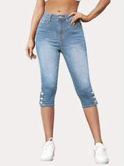 High Waist Slim Fit Capris Skinny Jeans