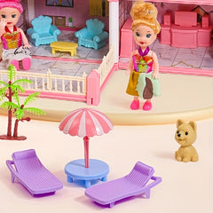 5 Story Pink Dollhouse for Girls with 27 Rooms ABS Material