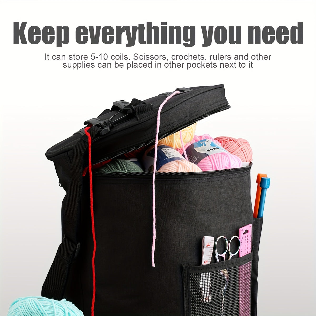 Large Capacity Yarn Storage Bag Barrel Shaped Knitting Organizer Bag