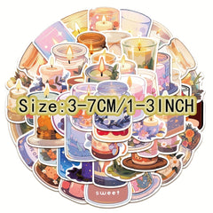 50pcs Fresh Aromatherapy Candle Series Stickers Laptop Helmet DIY Decoration