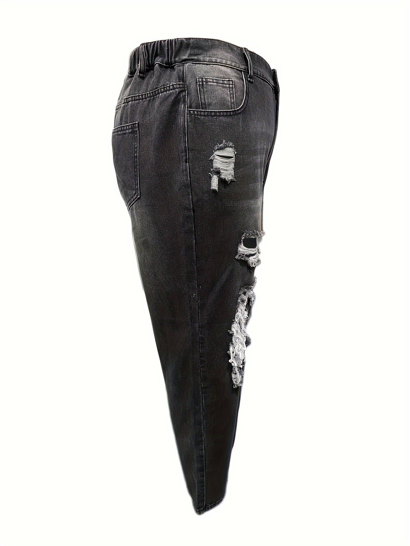Women's Plus Ripped High Rise Tapered Leg Jeans