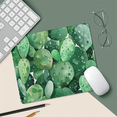 Watercolor Cactus Print Mouse Pad Succulent Olive Green Botanical