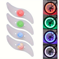 4pcs Bike Wheel Light Willow Leaf Steel Wire Night Riding Colorful Silicone