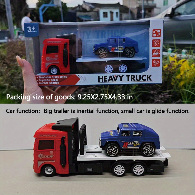 Flatbed Trailer Transport Car with Small Car