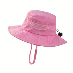 Boys Casual Mesh Bucket Hat Sun Protection Adjustable Comfortable Fis
