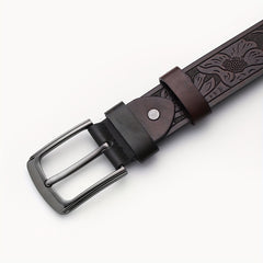 Embossed Leather Belt Waistband Retro Casual Belt For Men