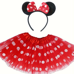 Children's Polka Dots Tutu Skirt Set with Headband