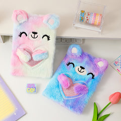 Cute Tie Dye Bear Plush Notebook A5 160 Pages