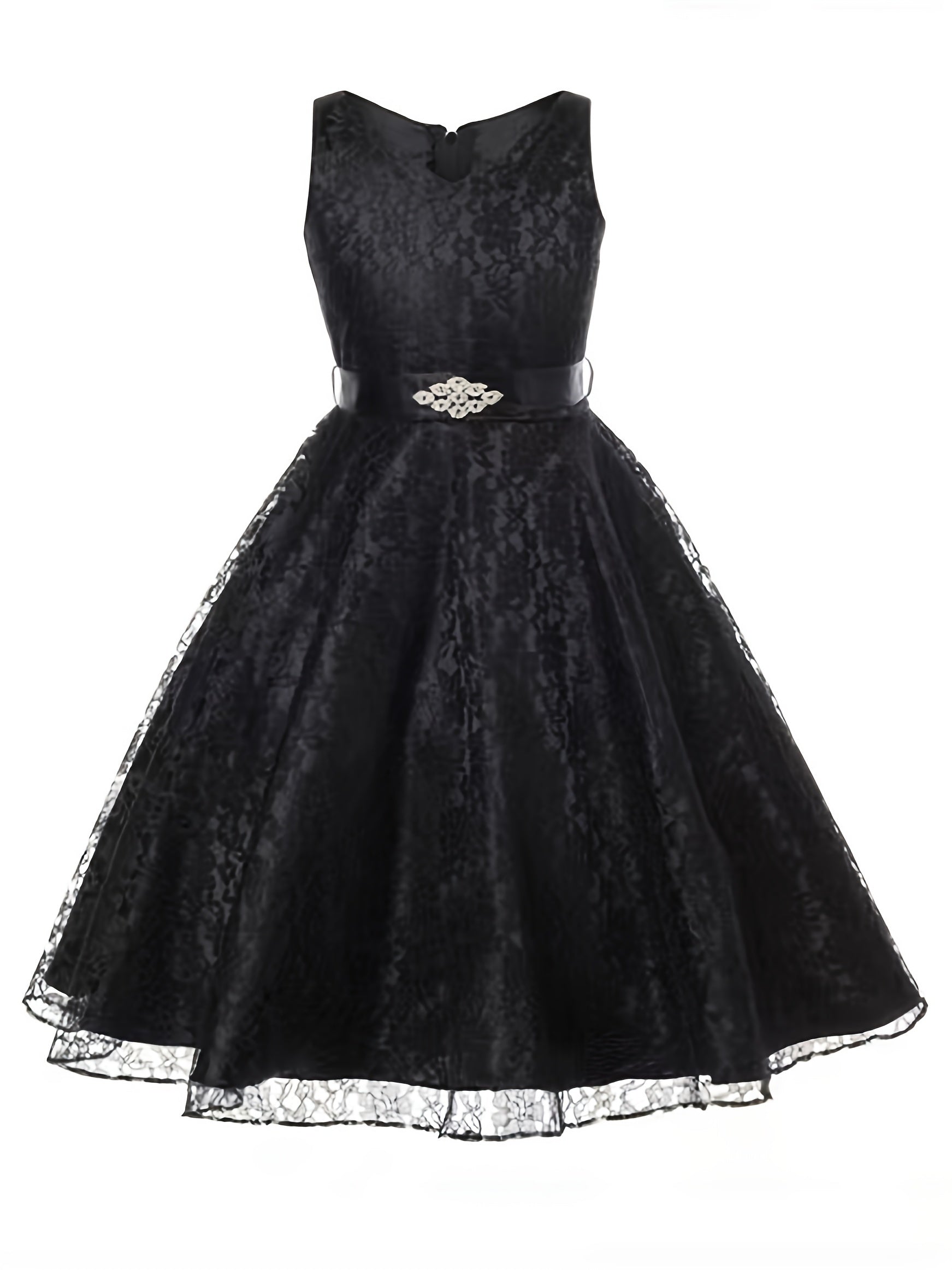 Girls Sleeveless Lace Puffy Princess Dress Wedding Flower Girls