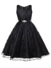 Girls Sleeveless Lace Puffy Princess Dress Wedding Flower Girls