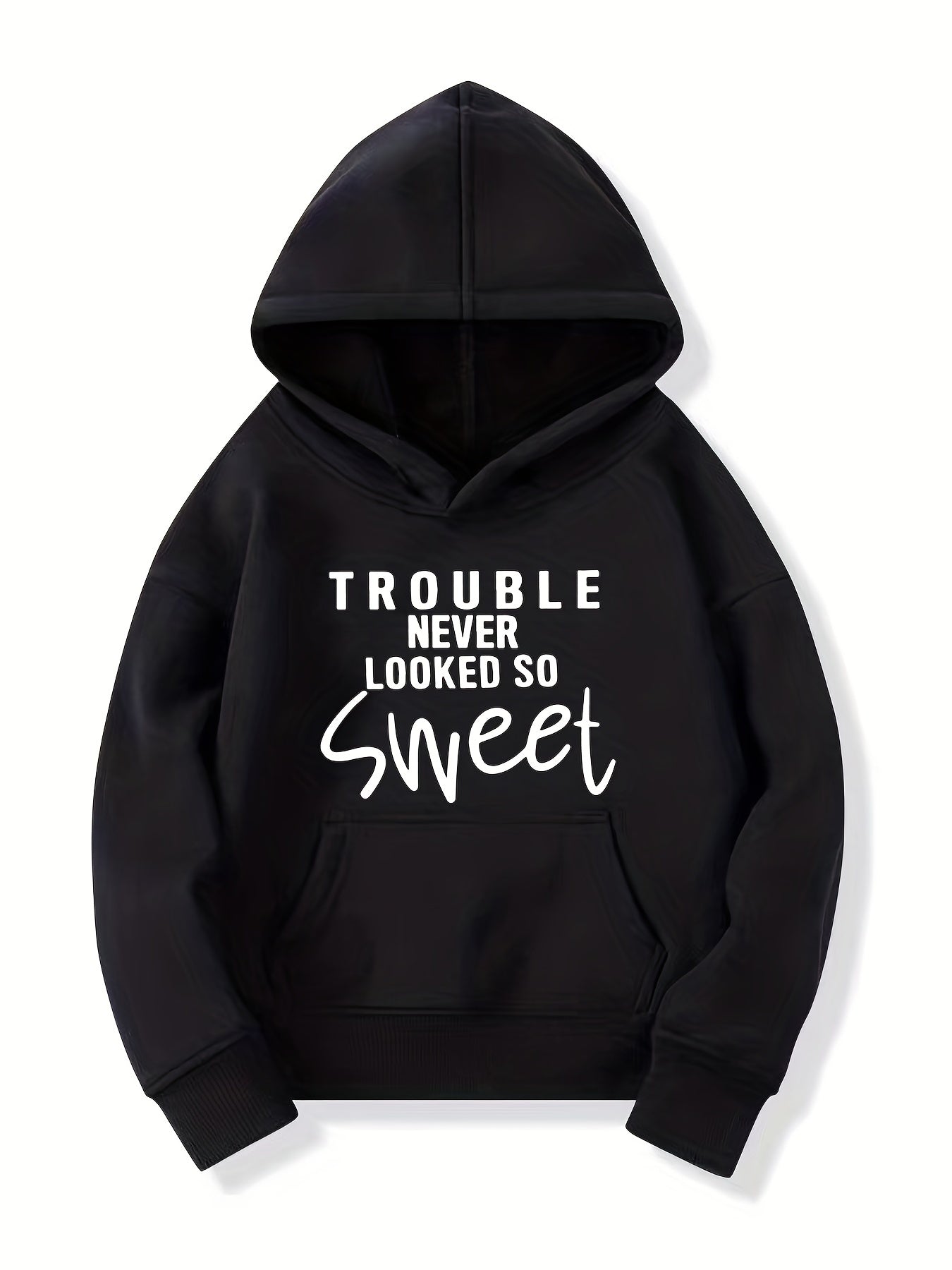 Girls Sweet Trouble Print Hooded Sweatshirt