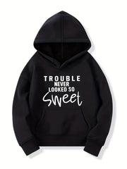 Girls Sweet Trouble Print Hooded Sweatshirt