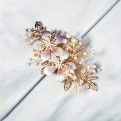 Flower & Pearl Hair Comb Bridal Wedding Headwear
