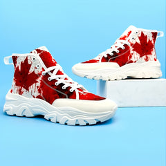 Canadian Flag Maple Leaf High Top Canvas Skate Shoes