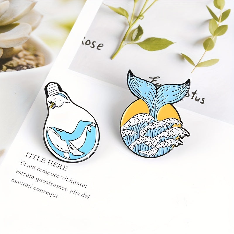 Whale Light Bulb Alloy Brooch Collar Backpack Accessory