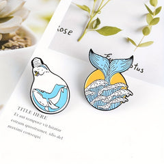 Whale Light Bulb Alloy Brooch Collar Backpack Accessory