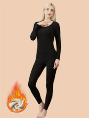 2pcs Thermal Underwear Set Long Sleeve Top & Leggings Suit Women's Activewear