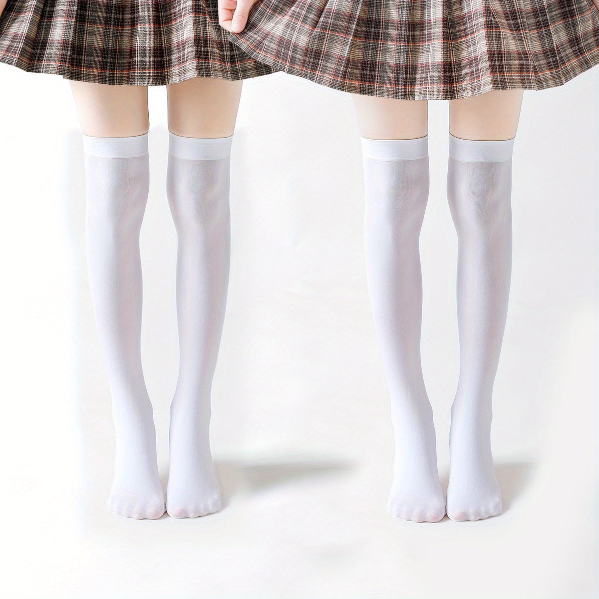 2 Pairs Girls Soft Over the Knee Socks for Spring Summer