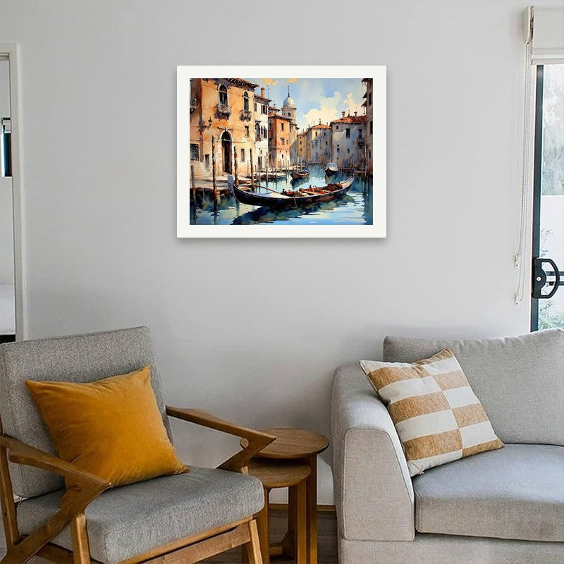 City Cruise Art Paint by Numbers Kit - DIY Venetian Canal Painting on Canvas