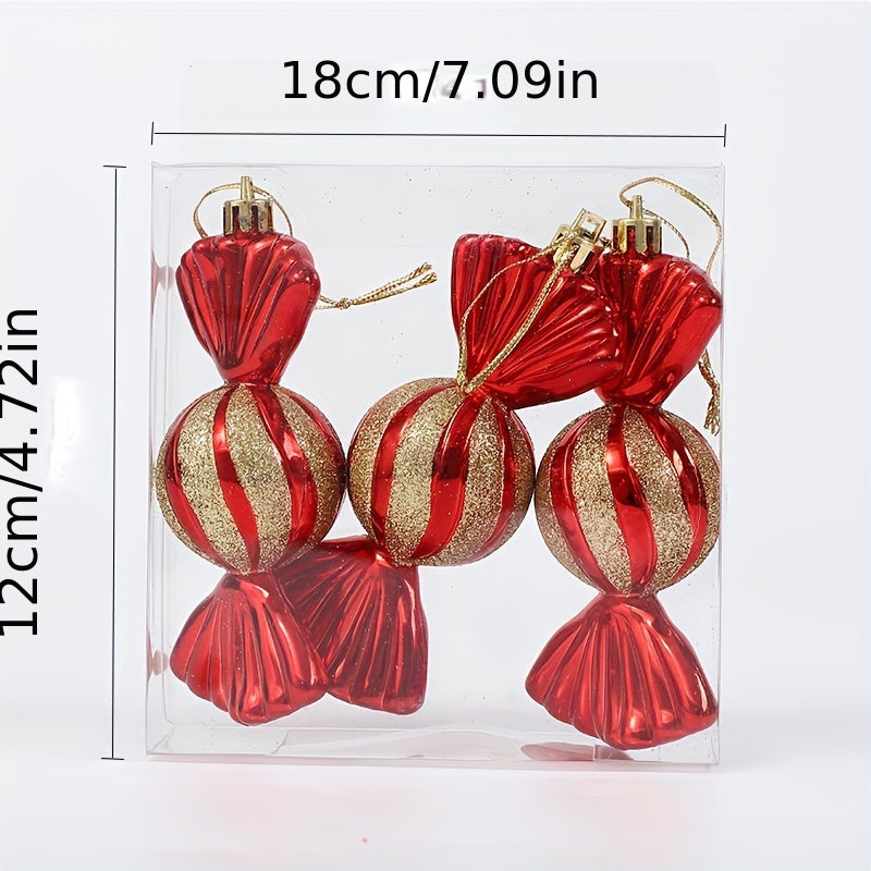 3pcs Christmas Lollipop Candy Cane Pendant Hanging Ball Ornaments