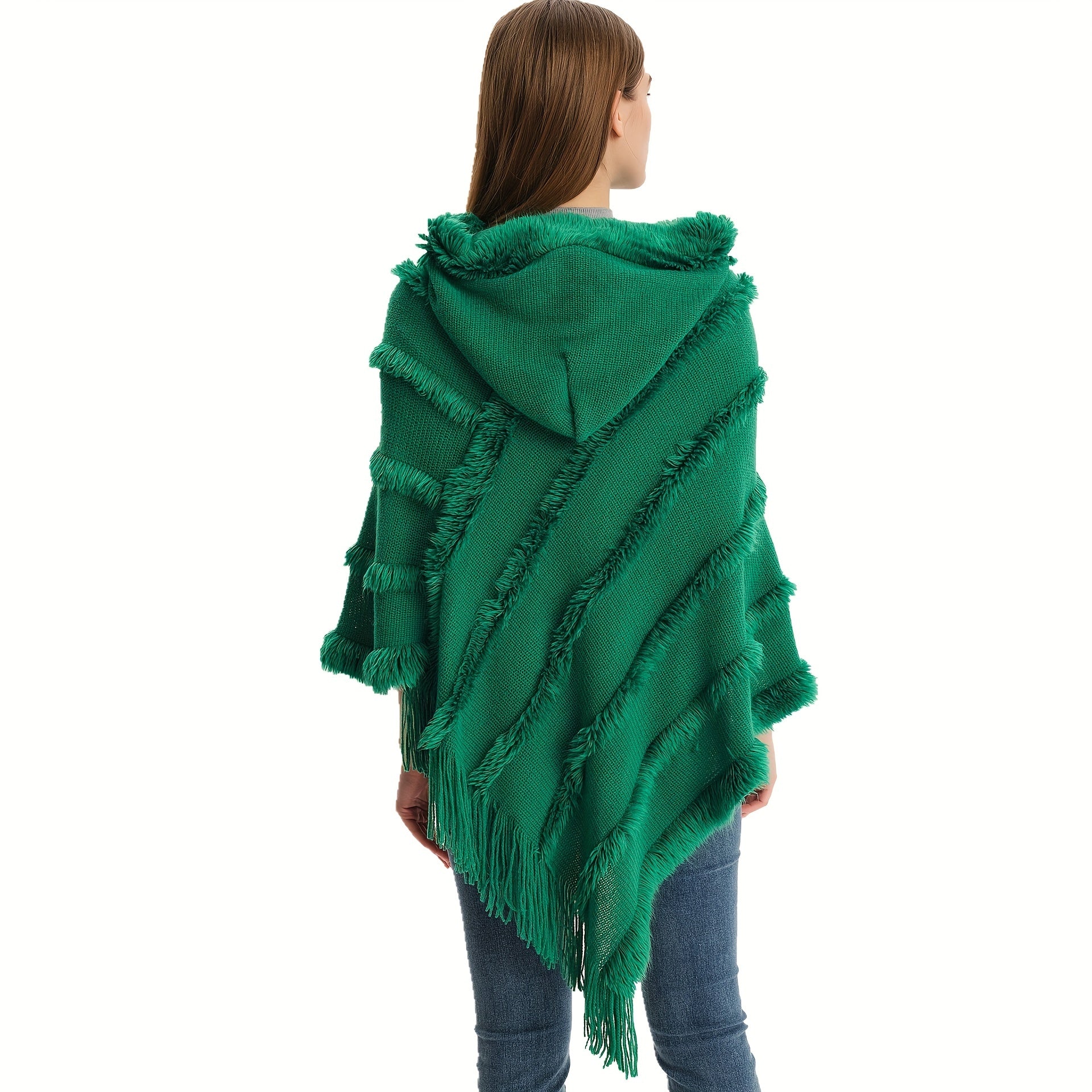 Solid Warm Poncho Hoodie Scarf Women Outdoor Windproof Scoodie