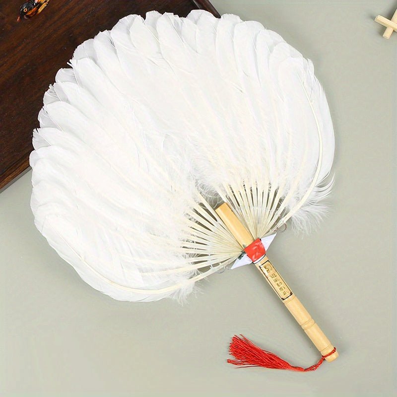 Portable Goose Feather Fan Chinese Style Vintage Fan