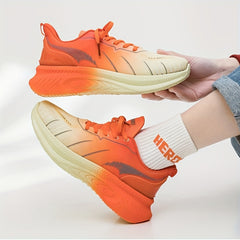 Women's Colorblock Platform Sneakes Casual Lace Up Outdoor Shoes