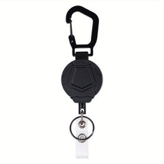 Retractable Key Chain w/ Carabiner & Steel Wire Cord for Camping Hiking