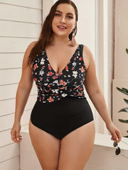 Floral Print One Piece Swimsuit