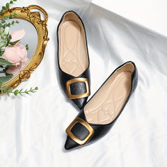 Women's Buckle Decor Flat Shoes Point Toe Soft Sole Shoes Lightweight