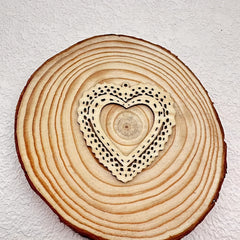 10 Heart Shape Wooden Sliced Pendant Engraved Hanging Ornament