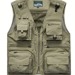 Men's Casual V Neck Zip Up Vest For Spring Summer Outdoor Fishing