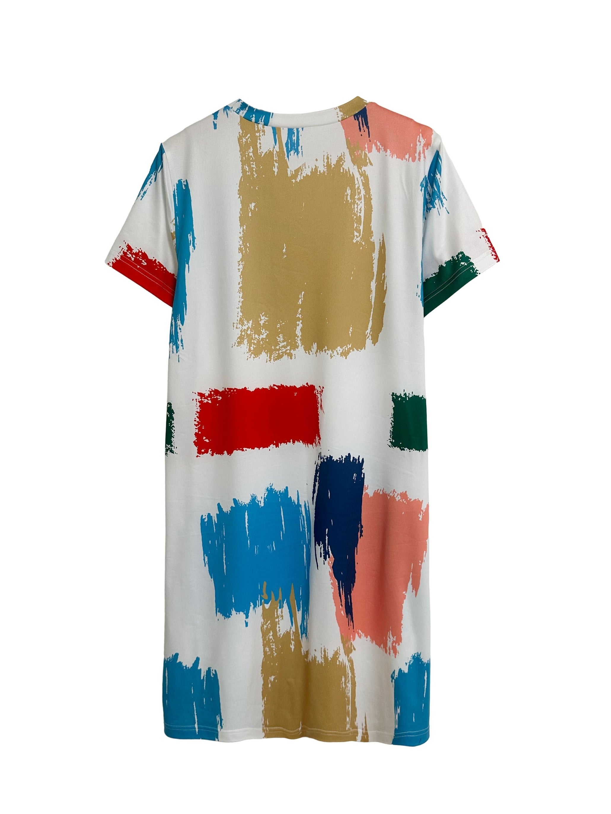 Colorful Graffiti Print Lounge Dress Crew Neck Tank Home Dress