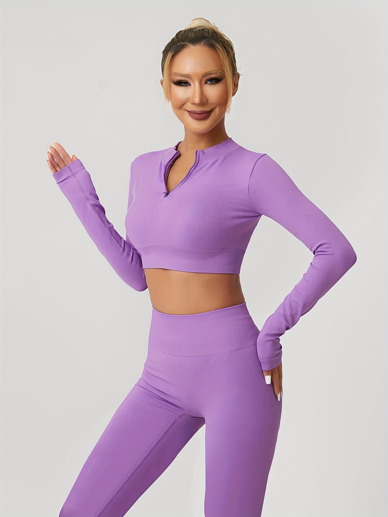 Yoga Set Long Sleeve Crop Top & Leggings Women's Activewear