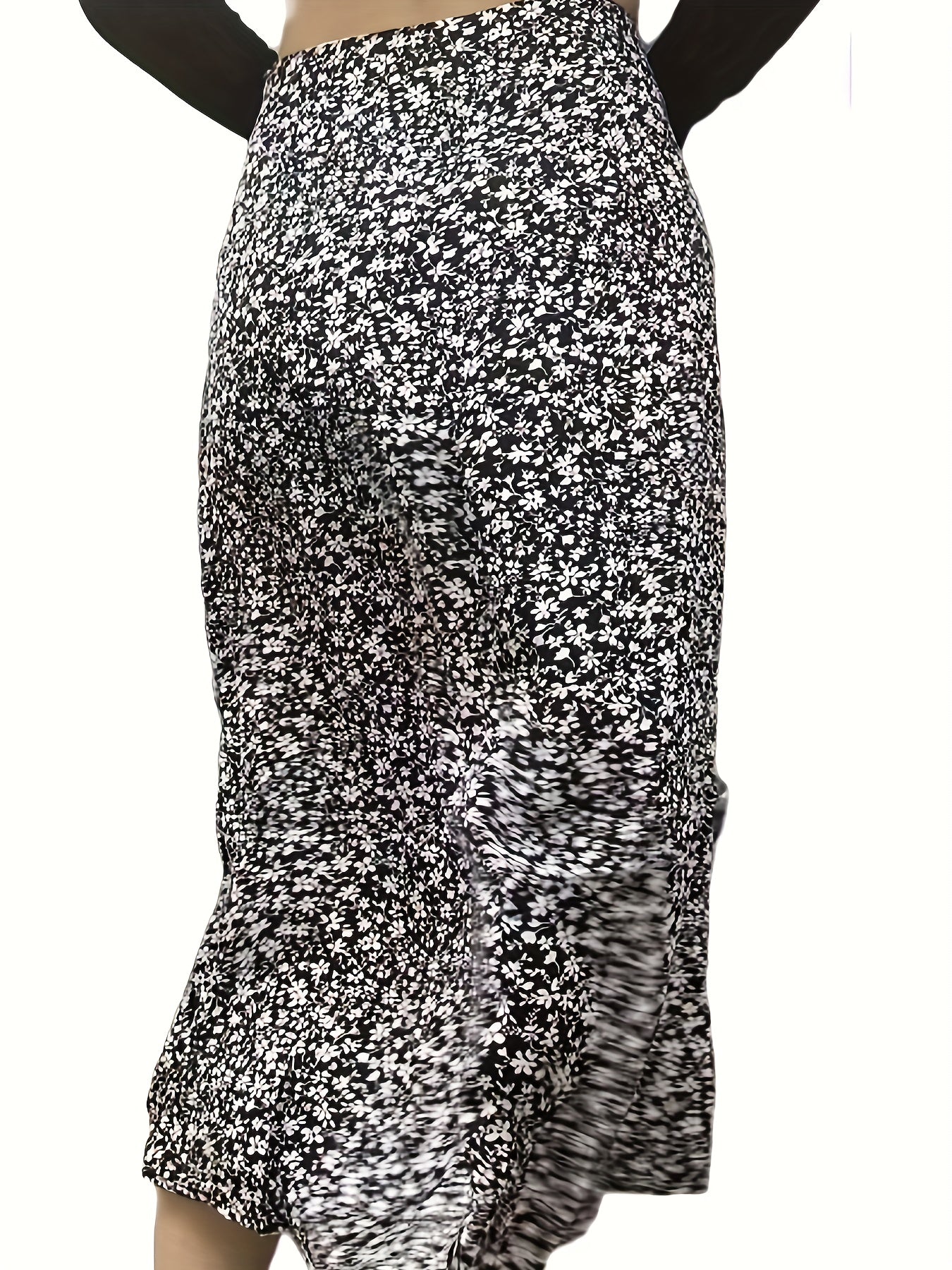 Boho Floral Split Skirt High Waist for Spring & Summer
