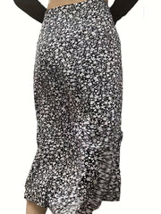 Boho Floral Split Skirt High Waist for Spring & Summer
