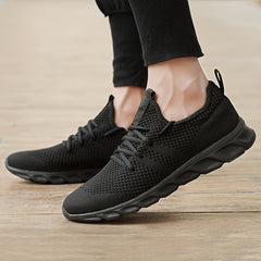 Men's Solid Knit Breathable Running Shoes Non Slip Soft Sole Sneakers