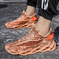 Men's Breathable Mesh Lightweight Lace up Striped Running Shoes