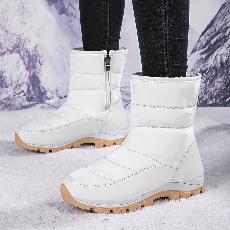 Women's Waterproof Snow Boots Faux Leather Winter Warm High Tube Hiking Boots
