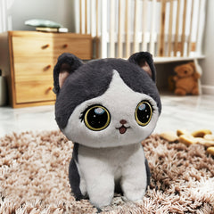 Cute Kitten Plush Toy with Green Eyes, Soft Fabric