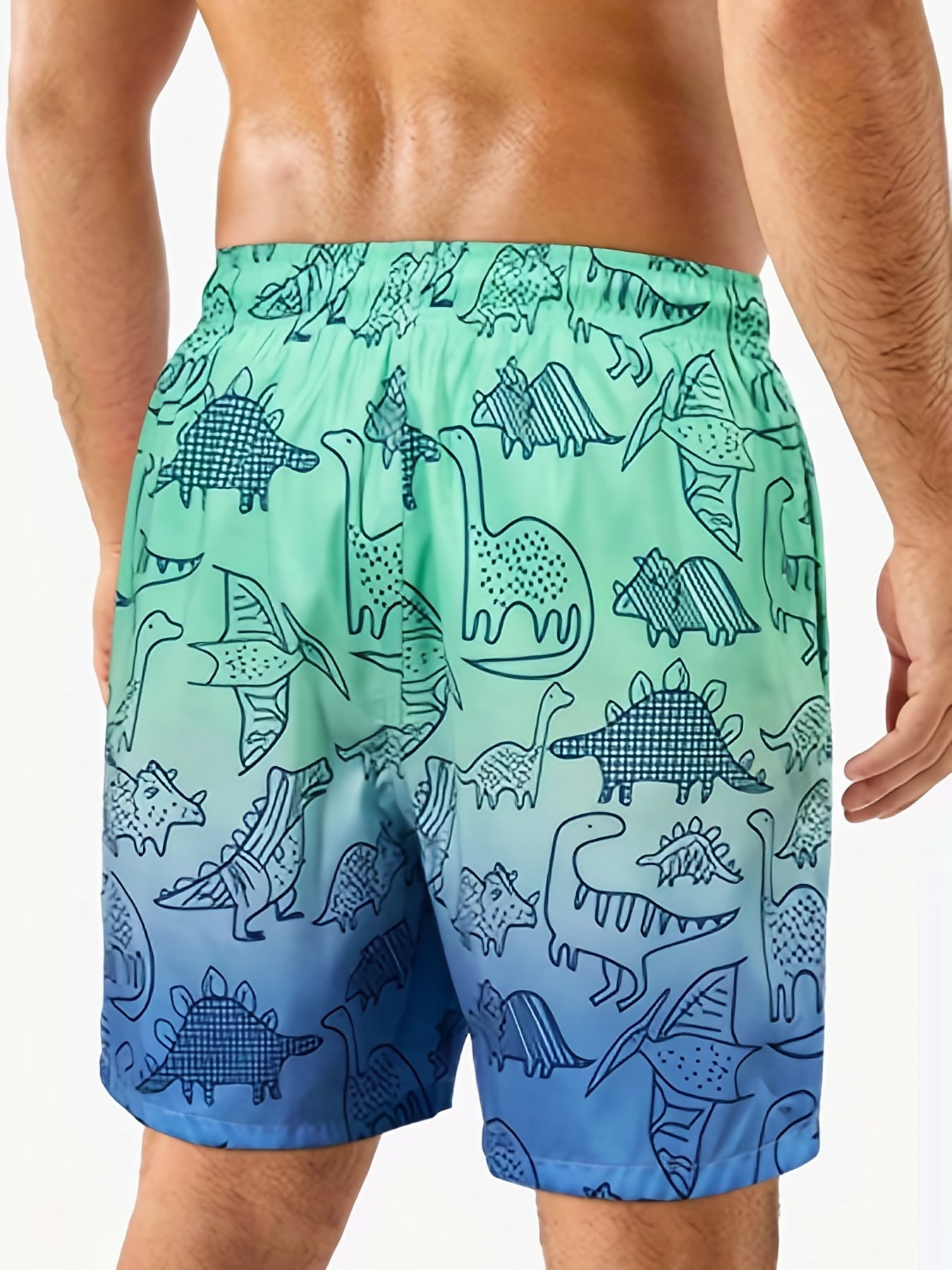 Gradient Dinosaur Men's Quick Dry Board Shorts with Pockets