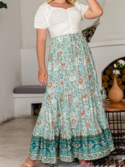 Floral Print High Rise Maxi Skirt Plus Size Women's Loose Fit Boho Long Skirt