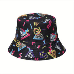 Cartoon Geometric Graffiti Bucket Hat Foldable Sun Hat